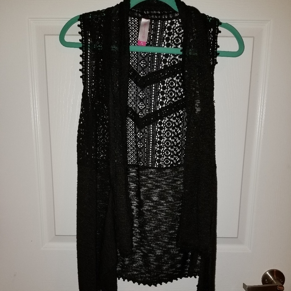 No Boundaries Sweaters - Used sheer, lacey, black vest